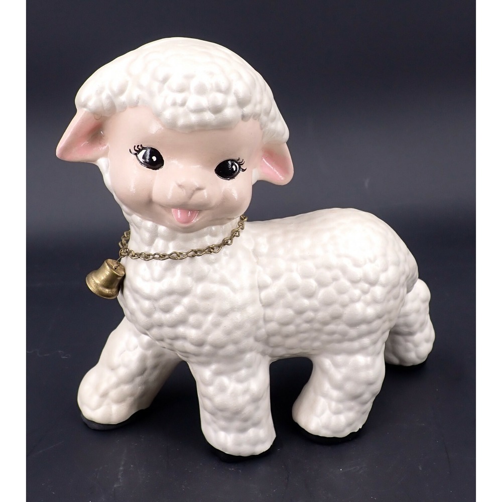 Vintage Hand Made Ceramic Lamb Figurine Pearlescent Glaze